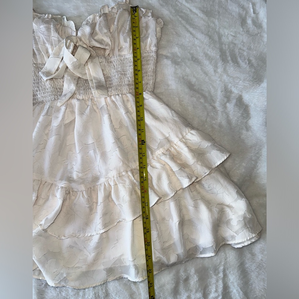 White Ruffled Mini Dress - Picture 6 of 7